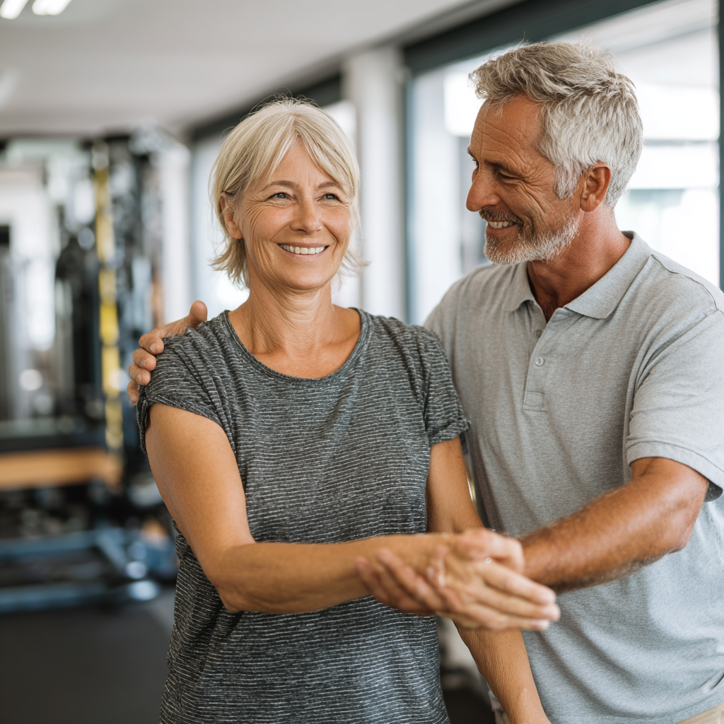 Група людей різного віку виконує вправи для суглобів